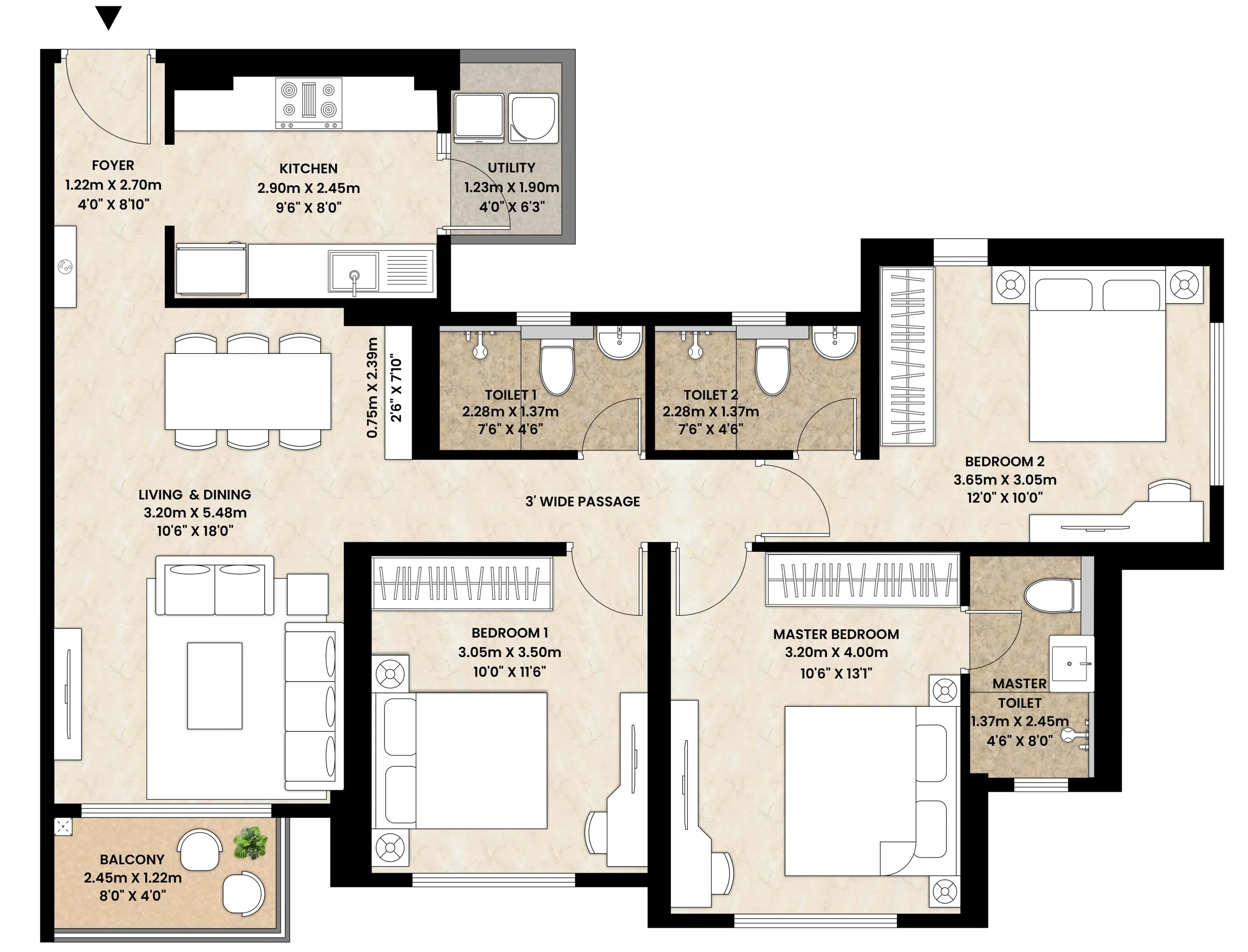 3 BHK Plan